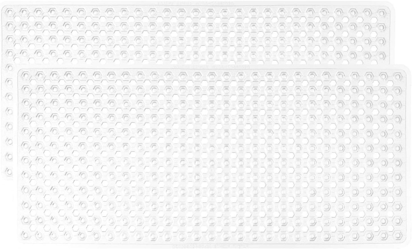 GORILLA GRIP Patented Bath Tub Shower Mat, 2 Pack, Machine Washable Bathtub Floor Liner Mats, Suction Cups and Drain Holes to Keep Tubs Clean, Soft on Feet, Bathroom Essentials, 35x16 Inch, Clear
