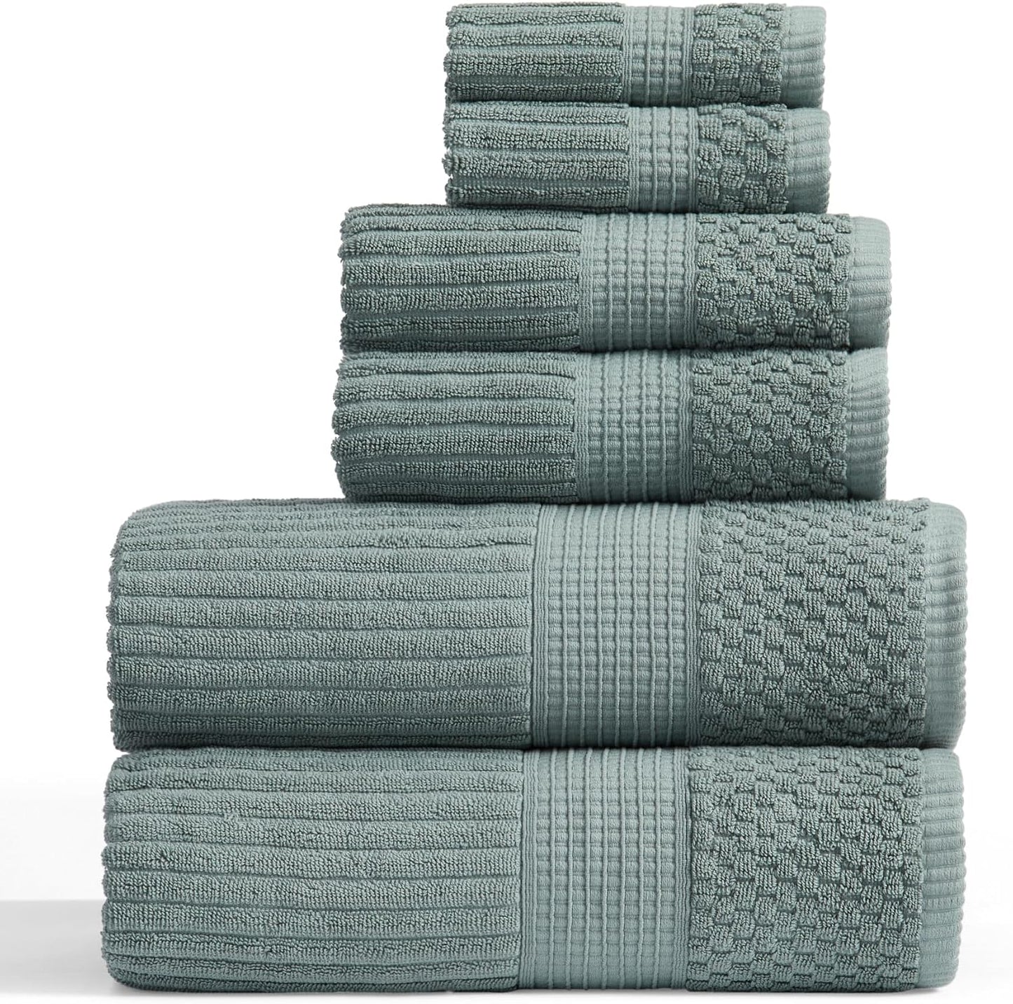 Springtree Home 100% Cotton Bath Towel Set of 4 | Super Soft & Absorbent with Quick-Dry Fibers | 4 Bath Towels | Textured and Durable Cotton | Krista Collection - Bright White