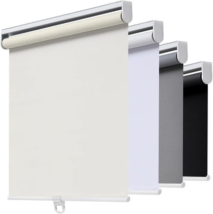 AOSKY Cordless Roller Shades Blackout Blinds for Windows Room Darkening Rolled Up Shades with Spring System, UV Protection Window Shades Door Blinds for Home and Office (35" W x 72" H, White)