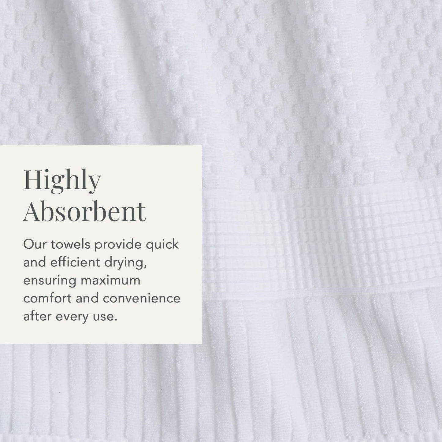 NY Loft 100% Cotton 4 Pack Bath Towels, 30" x 52", Soft & Absorbent, Quick Dry, Textured - Trinity Collection, Bright White