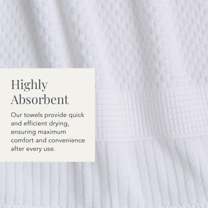 NY Loft 100% Cotton 4 Pack Bath Towels, 30" x 52", Soft & Absorbent, Quick Dry, Textured - Trinity Collection, Bright White