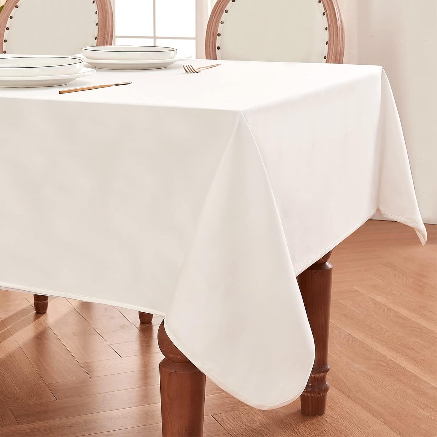 BALCONY & FALCON Rectangle Tablecloth Washable Wrinkle Resistant and Water Proof Table Cloth Decorative Linen Fabric Tablecloths for Dining Parties Kitchen Wedding and Outdoor Use (Beige, 57x118)