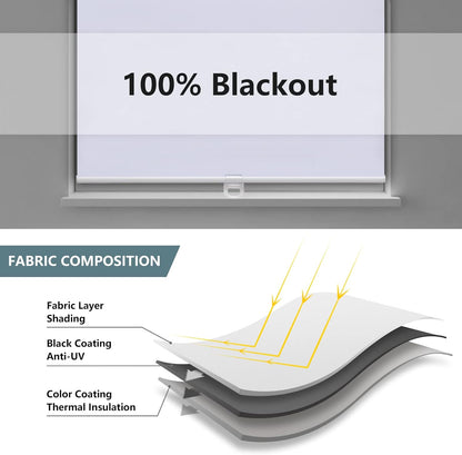 AOSKY Cordless Roller Shades Blackout Blinds for Windows Room Darkening Rolled Up Shades with Spring System, UV Protection Window Shades Door Blinds for Home and Office (35" W x 72" H, White)
