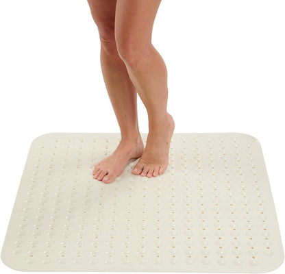 ENKOSI Extra Large Shower Mat Non Slip - 47 x 32 inch - XL Bathroom Shower Mat - Large Shower Matts for Shower Stall Floors - Secure Suction Cups and Drain Holes (47x32 White)