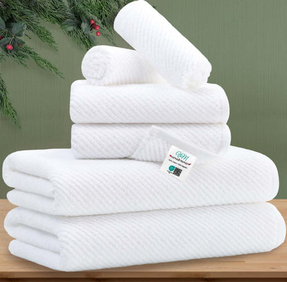 Luxury Bath Towels, Bath Towels Set of 4, Large 30" x 56" - 100% Cotton | Quick Dry | Light Weight | Thick | Soft | Absorbent, Luxury Shower Towel Sets for Bathroom, Towel Gift Set, White