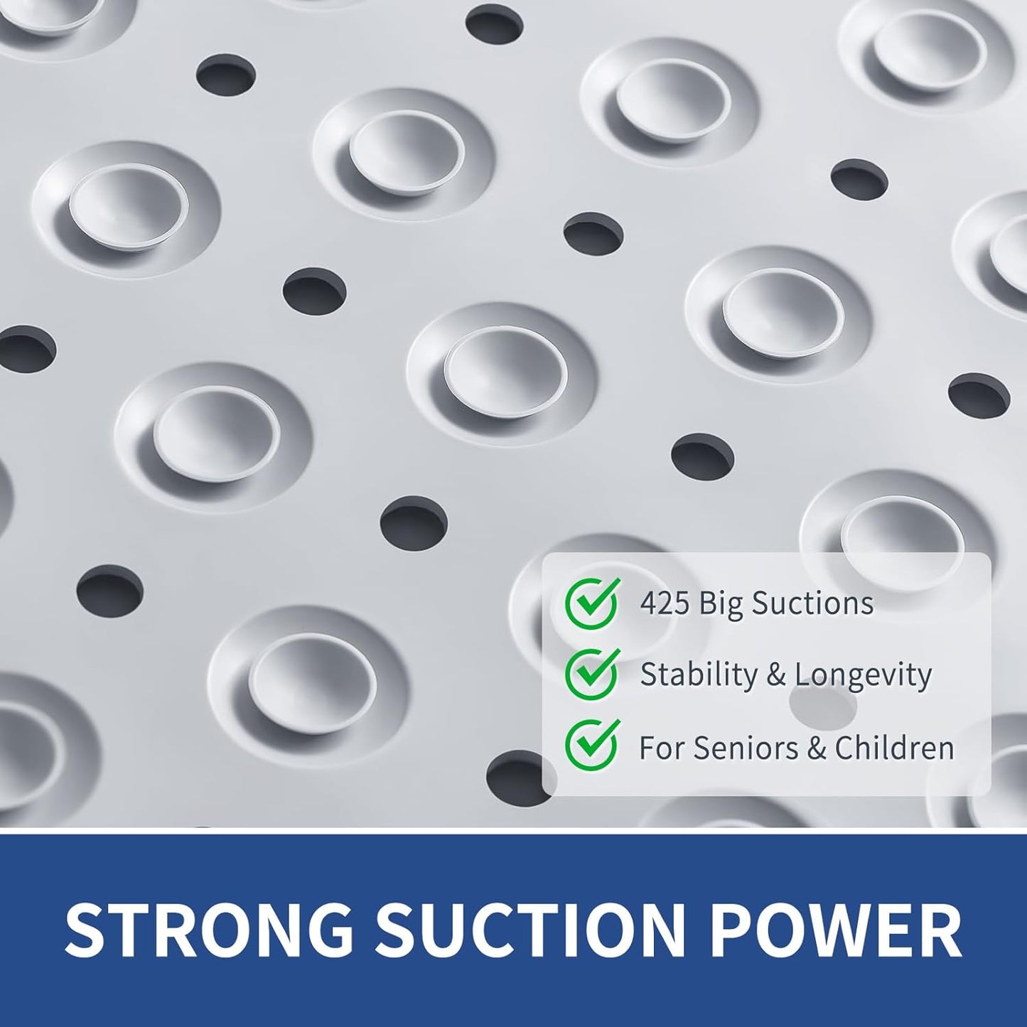 OTHWAY Extra Large Shower Mat 47"x 32", TPE Non Slip Shower Mat for Shower Stall, Inside Walk in Shower Mats with Drain Holes Suction Cups, Anti-Slip for Elderly Kids (Light Grey)