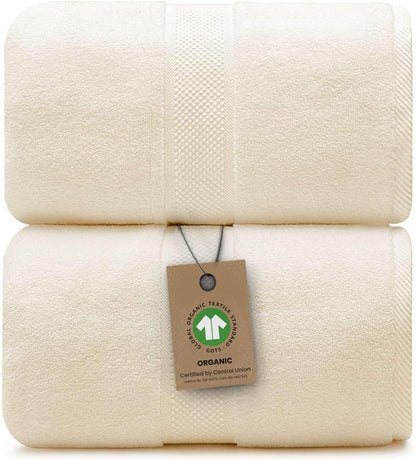 100% Organic Zero-Twist Cotton Towels - GOTS Certified Luxury Bath Towels - Ultra Soft & Plush 700GSM Long-Staple Cotton - 6 Piece Towel Set (White)