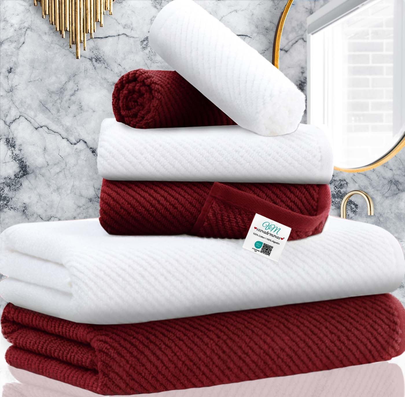 Luxury Bath Towels, Bath Towels Set of 4, Large 30" x 56" - 100% Cotton | Quick Dry | Light Weight | Thick | Soft | Absorbent, Luxury Shower Towel Sets for Bathroom, Towel Gift Set, White