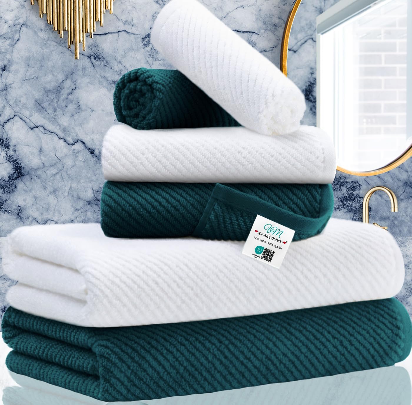 Luxury Bath Towels, Bath Towels Set of 4, Large 30" x 56" - 100% Cotton | Quick Dry | Light Weight | Thick | Soft | Absorbent, Luxury Shower Towel Sets for Bathroom, Towel Gift Set, White
