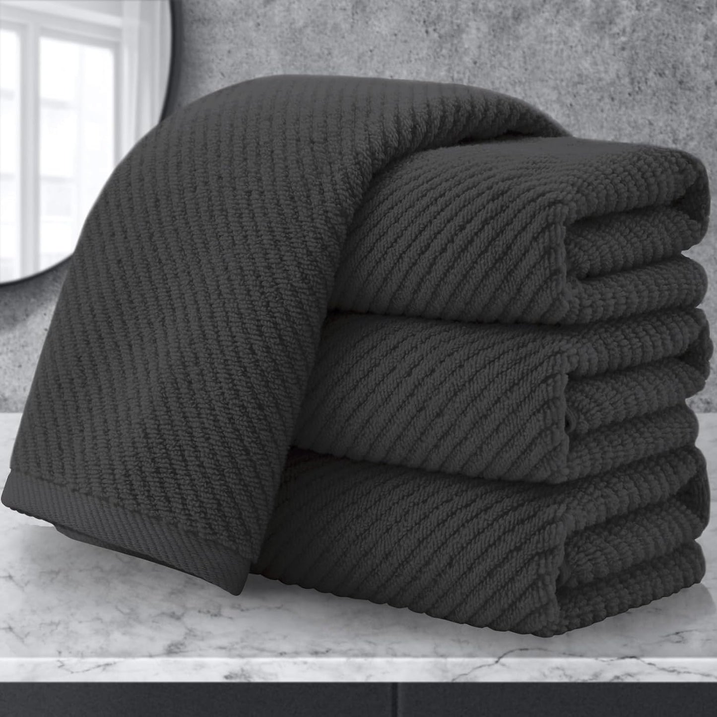 Luxury Bath Towels, Bath Towels Set of 4, Large 30" x 56" - 100% Cotton | Quick Dry | Light Weight | Thick | Soft | Absorbent, Luxury Shower Towel Sets for Bathroom, Towel Gift Set, White