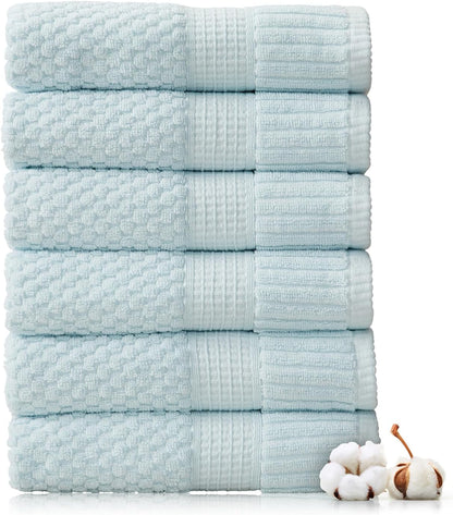 NY Loft 100% Cotton 4 Pack Bath Towels, 30" x 52", Soft & Absorbent, Quick Dry, Textured - Trinity Collection, Bright White