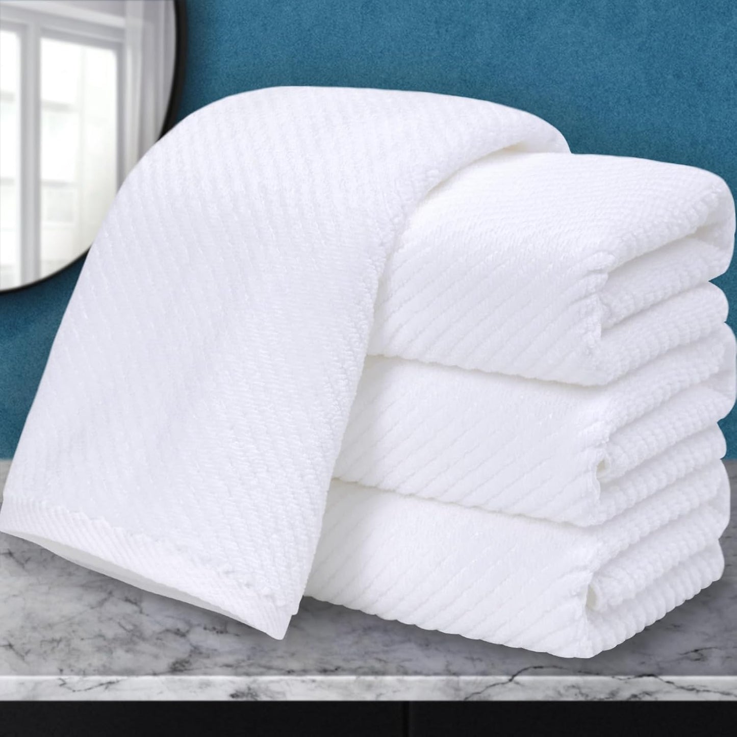 Luxury Bath Towels, Bath Towels Set of 4, Large 30" x 56" - 100% Cotton | Quick Dry | Light Weight | Thick | Soft | Absorbent, Luxury Shower Towel Sets for Bathroom, Towel Gift Set, White