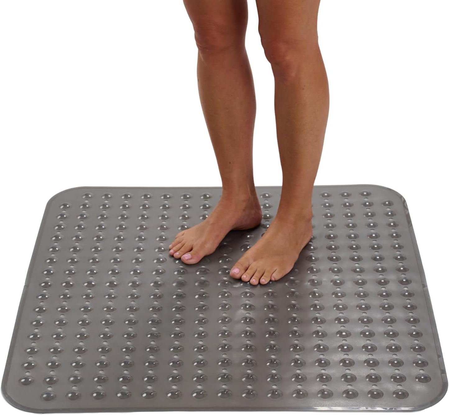 ENKOSI Extra Large Shower Mat Non Slip - 47 x 32 inch - XL Bathroom Shower Mat - Large Shower Matts for Shower Stall Floors - Secure Suction Cups and Drain Holes (47x32 White)