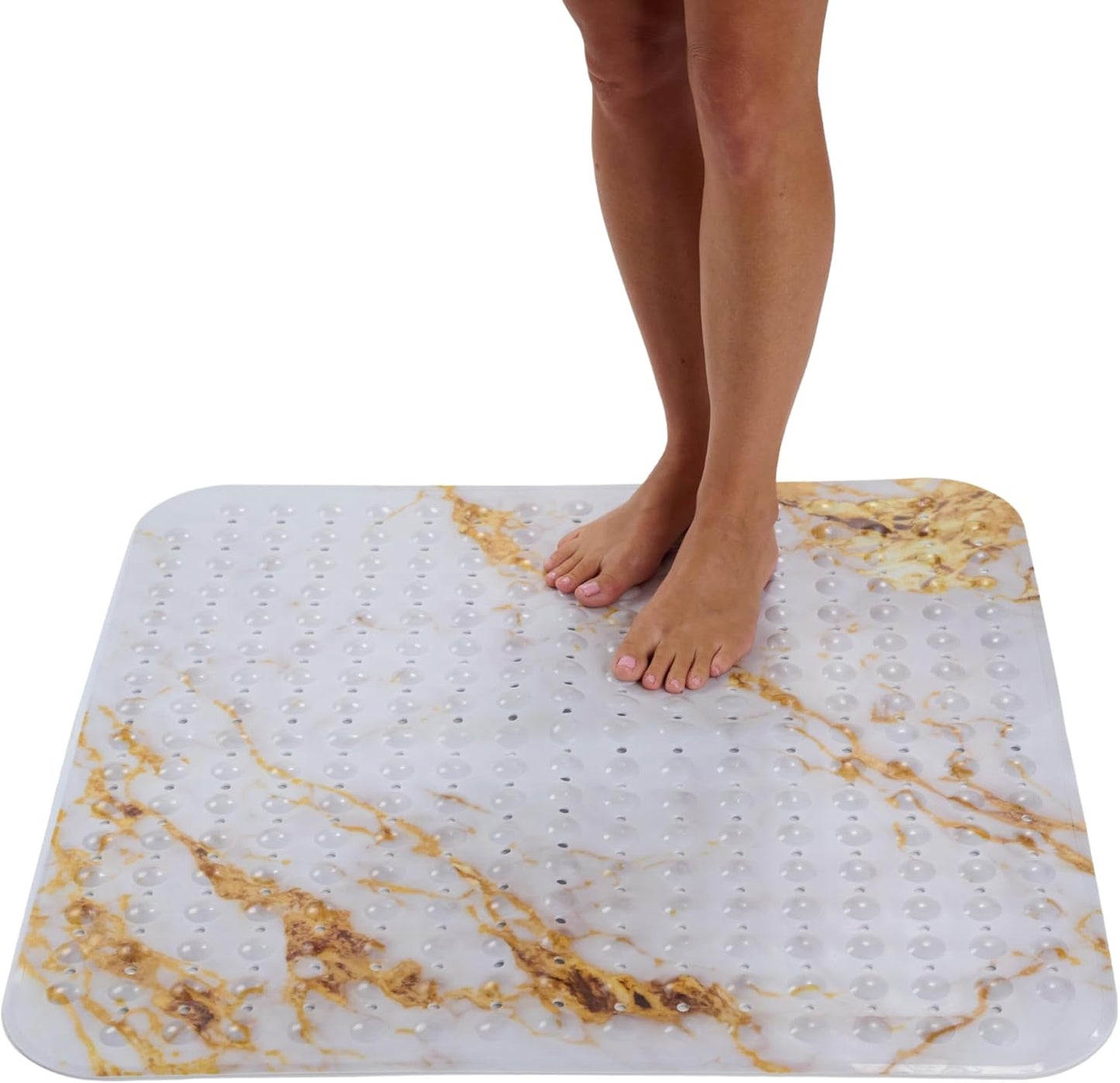 ENKOSI Extra Large Shower Mat Non Slip - 47 x 32 inch - XL Bathroom Shower Mat - Large Shower Matts for Shower Stall Floors - Secure Suction Cups and Drain Holes (47x32 White)