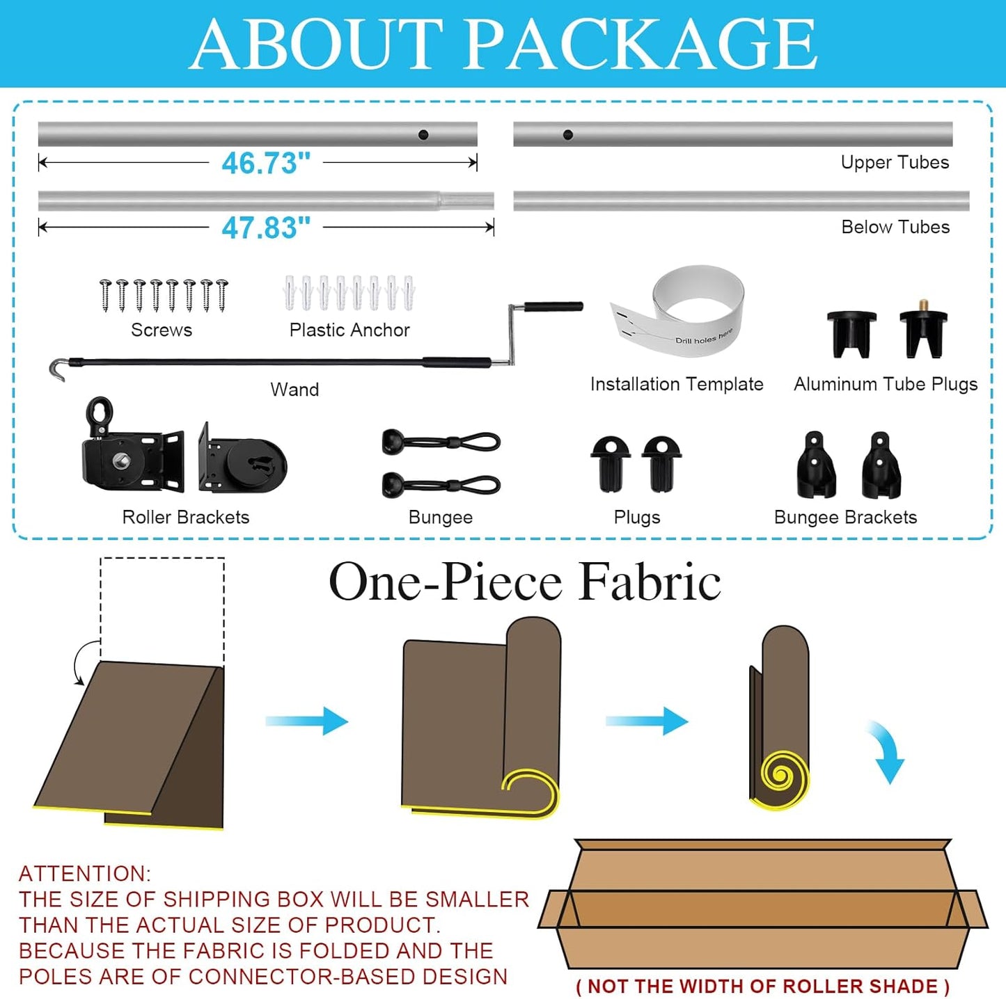 Amagenix Outdoor Roller Shade 8'(W) X 8'(H), Exterior Cordless Patio Shades Roll Up Outdoor Blinds with 90% UV Protection, Two-Section Poles with One-Piece Fabric, Grey