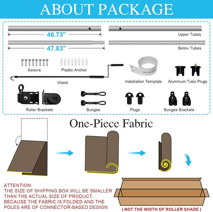 Amagenix Outdoor Roller Shade 8'(W) X 8'(H), Exterior Cordless Patio Shades Roll Up Outdoor Blinds with 90% UV Protection, Two-Section Poles with One-Piece Fabric, Grey