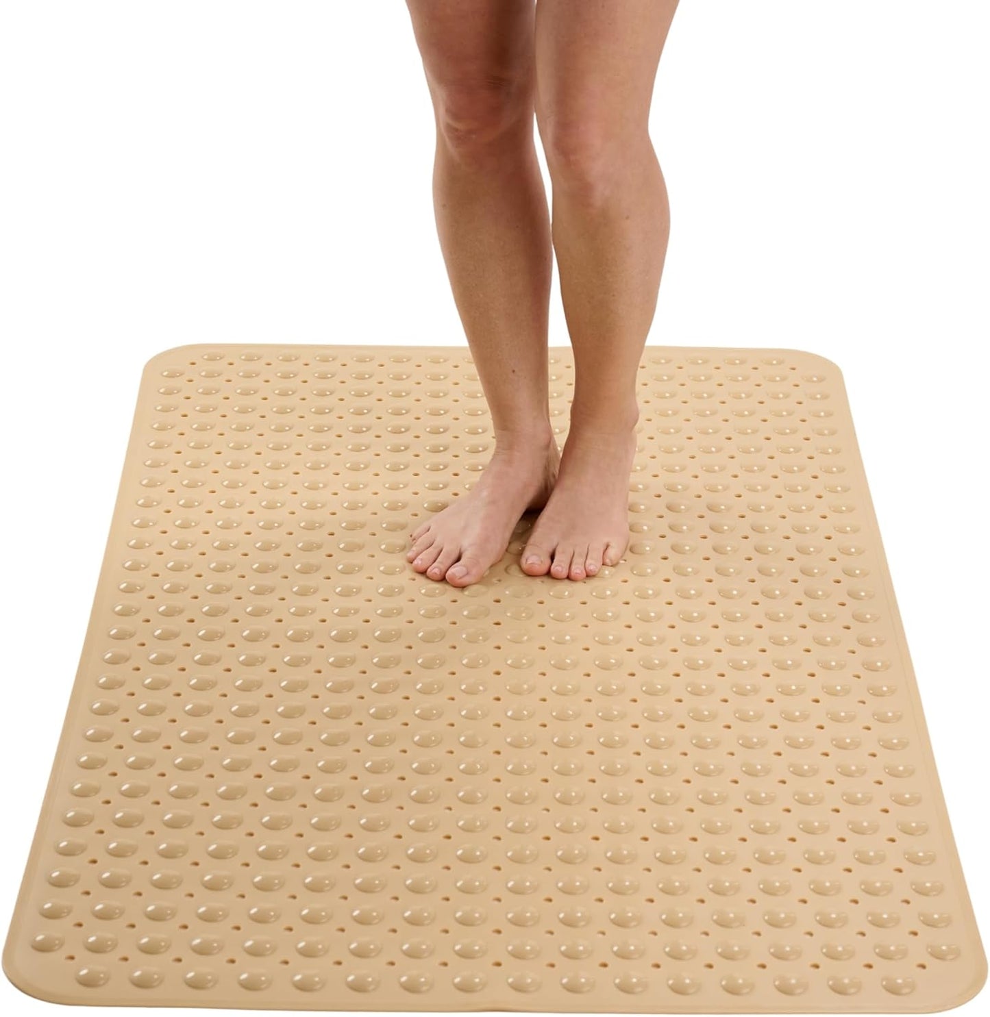 ENKOSI Extra Large Shower Mat Non Slip - 47 x 32 inch - XL Bathroom Shower Mat - Large Shower Matts for Shower Stall Floors - Secure Suction Cups and Drain Holes (47x32 White)