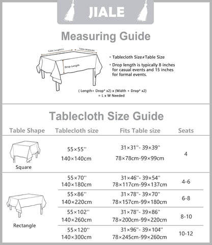 JIALE Tablecloths for Rectangle Tables,Cotton Linen Table Cloth Waterproof Tablecloth Wrinkle Free Farmhouse Dining Tables Cover,Soft Fabric Table Cloths with Tassels,Grey,55" X 120",10-12 Seats