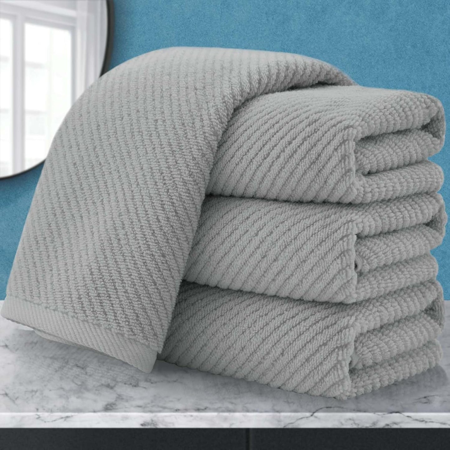 Luxury Bath Towels, Bath Towels Set of 4, Large 30" x 56" - 100% Cotton | Quick Dry | Light Weight | Thick | Soft | Absorbent, Luxury Shower Towel Sets for Bathroom, Towel Gift Set, White