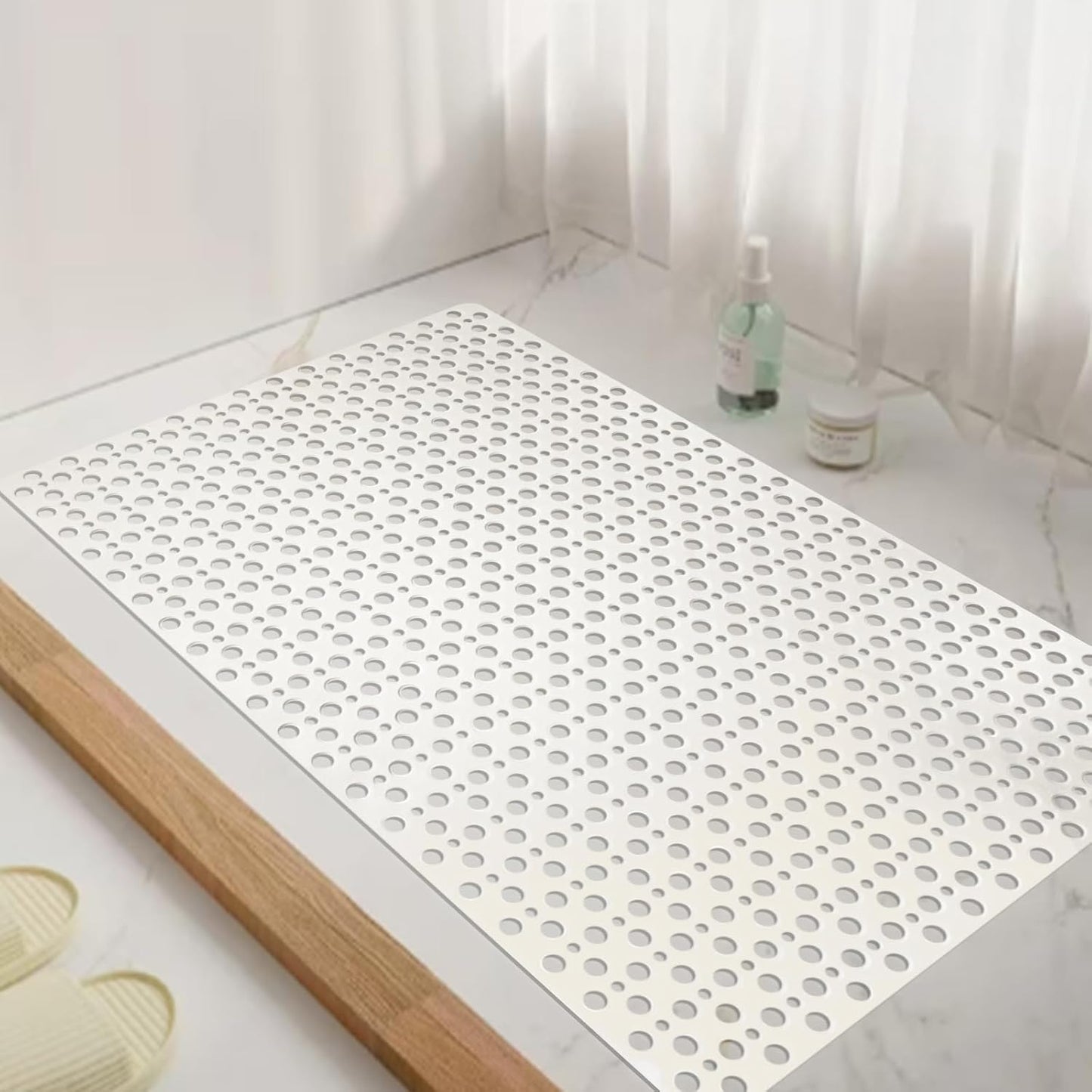 Extra Large Shower Mat Non Slip,47 * 31 Inch Bath Mat for Shower with Big Suction Cups,Oversized TPE Shower Mats for Inside Outside Shower,Perfect for Elderly