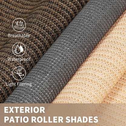 Outdoor Roller Shade 4' W x 6' L Cordless Patio Shades Roll Up Outdoors Blinds with UV Protection, Exterior Roller Shades Cloth for Porch Pergola, Mocha