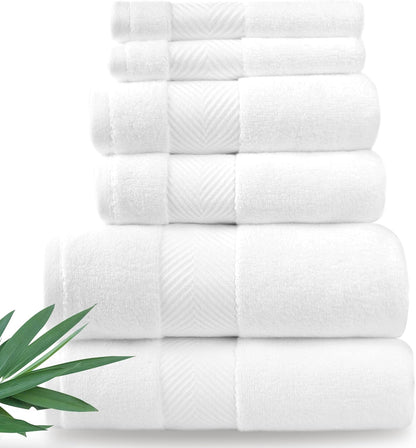 Ultra Soft & Plush Viscose from Bamboo Bath Towels - 700 GSM Luxury Bath Towels - 6 Piece Set - Super Absorbent & Quick Drying (Pewter Grey)