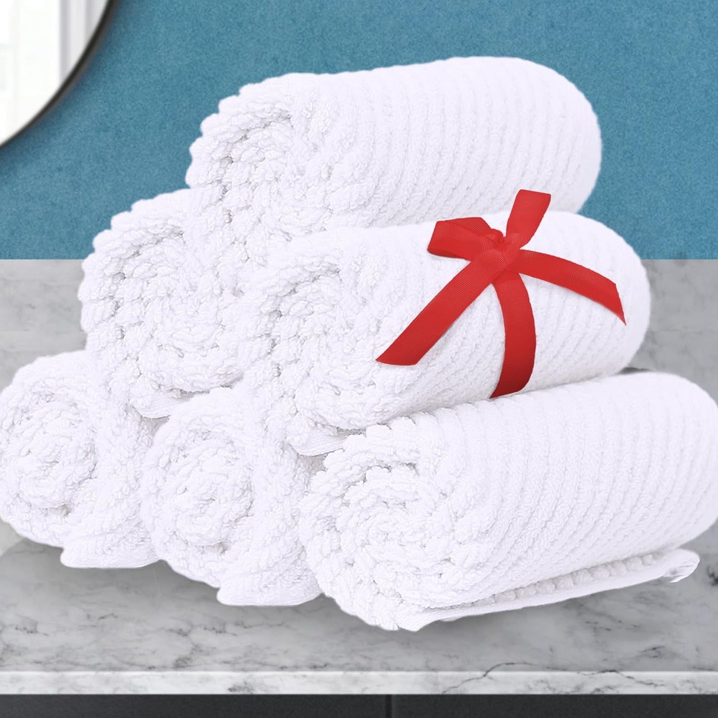 Luxury Bath Towels, Bath Towels Set of 4, Large 30" x 56" - 100% Cotton | Quick Dry | Light Weight | Thick | Soft | Absorbent, Luxury Shower Towel Sets for Bathroom, Towel Gift Set, White