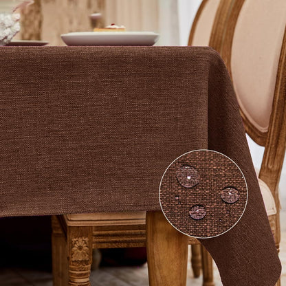 BALCONY & FALCON Rectangle Tablecloth Washable Wrinkle Resistant and Water Proof Table Cloth Decorative Linen Fabric Tablecloths for Dining Parties Kitchen Wedding and Outdoor Use (Beige, 57x118)