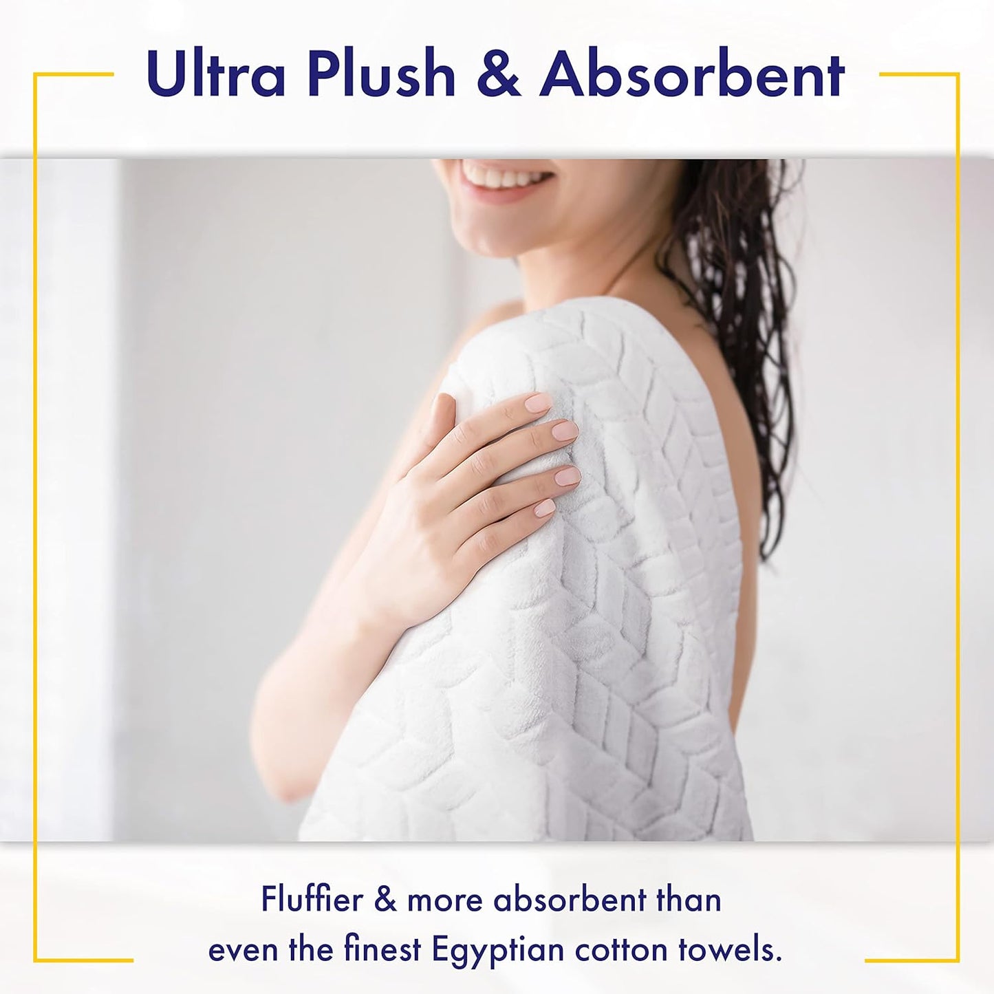 Ultra Soft & Stylish 700 GSM Luxury Bath Sheets | Pack of 2 | Extra Large 35x70 Inches | 100% Zero-Twist, Long-Staple Cotton | Remarkably Absorbent (White)