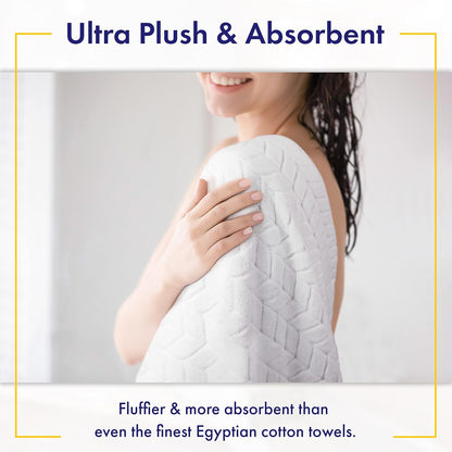 Ultra Soft & Stylish 700 GSM Luxury Bath Sheets | Pack of 2 | Extra Large 35x70 Inches | 100% Zero-Twist, Long-Staple Cotton | Remarkably Absorbent (White)