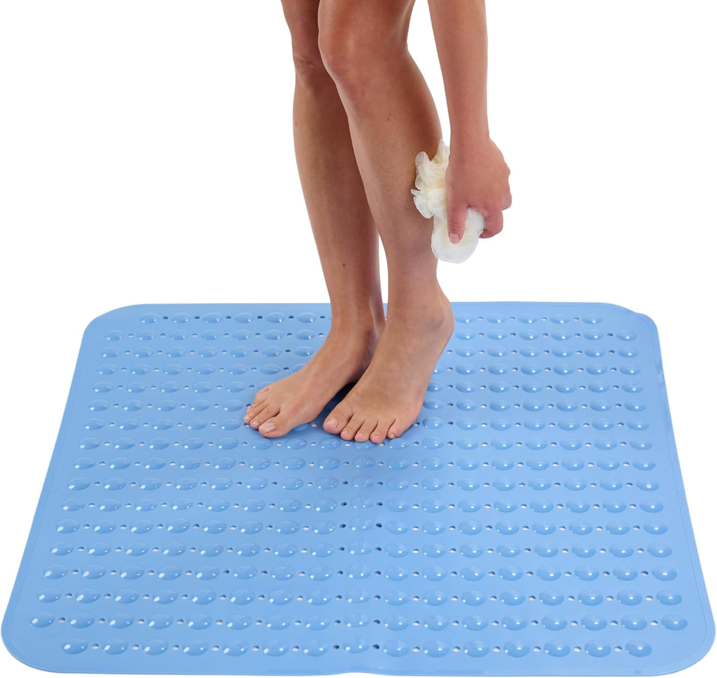 ENKOSI Extra Large Shower Mat Non Slip - 47 x 32 inch - XL Bathroom Shower Mat - Large Shower Matts for Shower Stall Floors - Secure Suction Cups and Drain Holes (47x32 White)