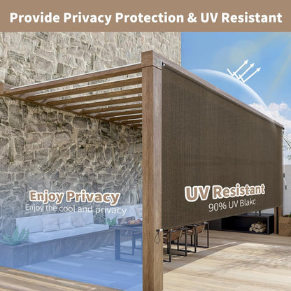 Outdoor Roller Shade 4' W x 6' L Cordless Patio Shades Roll Up Outdoors Blinds with UV Protection, Exterior Roller Shades Cloth for Porch Pergola, Mocha