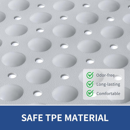 OTHWAY Extra Large Shower Mat 47"x 32", TPE Non Slip Shower Mat for Shower Stall, Inside Walk in Shower Mats with Drain Holes Suction Cups, Anti-Slip for Elderly Kids (Light Grey)