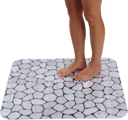 ENKOSI Extra Large Shower Mat Non Slip - 47 x 32 inch - XL Bathroom Shower Mat - Large Shower Matts for Shower Stall Floors - Secure Suction Cups and Drain Holes (47x32 White)