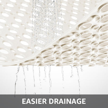 Yolife Extra Large Shower Mat 47x32 inch, Non Slip Shower Mat for Inside Shower with Drain Holes and Suction Cups for Bathroom, No Odor TPE Shower Floor Mat,White