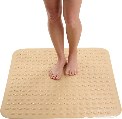 ENKOSI Extra Large Shower Mat Non Slip - 47 x 32 inch - XL Bathroom Shower Mat - Large Shower Matts for Shower Stall Floors - Secure Suction Cups and Drain Holes (47x32 White)