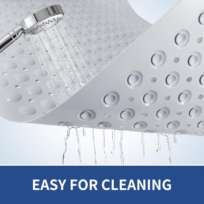 OTHWAY Extra Large Shower Mat 47"x 32", TPE Non Slip Shower Mat for Shower Stall, Inside Walk in Shower Mats with Drain Holes Suction Cups, Anti-Slip for Elderly Kids (Light Grey)