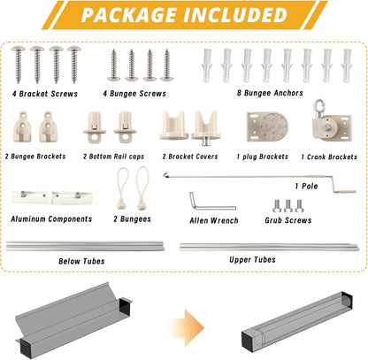 Outdoor Roller Shades，Cordless Patio Roller Up Blinds with Shade Cloth for Porch Gazebo Pergola Balcony Backyard，2 Poles & 1 Fabric，Sesame，96" Wx72 H