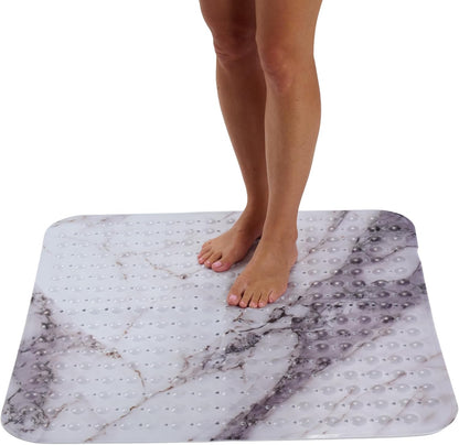 ENKOSI Extra Large Shower Mat Non Slip - 47 x 32 inch - XL Bathroom Shower Mat - Large Shower Matts for Shower Stall Floors - Secure Suction Cups and Drain Holes (47x32 White)