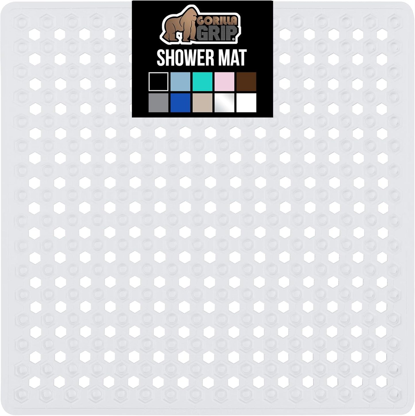 GORILLA GRIP Patented Bath Tub Shower Mat, 2 Pack, Machine Washable Bathtub Floor Liner Mats, Suction Cups and Drain Holes to Keep Tubs Clean, Soft on Feet, Bathroom Essentials, 35x16 Inch, Clear