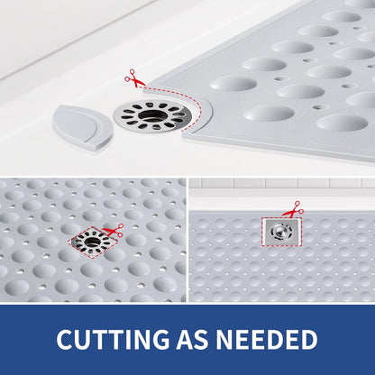 OTHWAY Extra Large Shower Mat 47"x 32", TPE Non Slip Shower Mat for Shower Stall, Inside Walk in Shower Mats with Drain Holes Suction Cups, Anti-Slip for Elderly Kids (Light Grey)