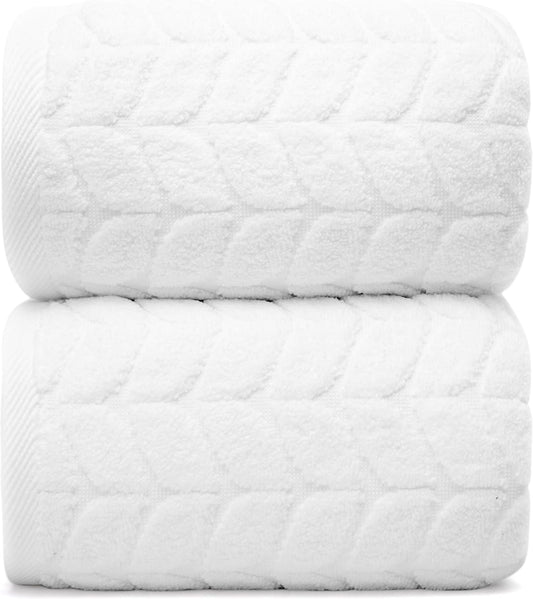 Ultra Soft & Stylish 700 GSM Luxury Bath Sheets | Pack of 2 | Extra Large 35x70 Inches | 100% Zero-Twist, Long-Staple Cotton | Remarkably Absorbent (White)