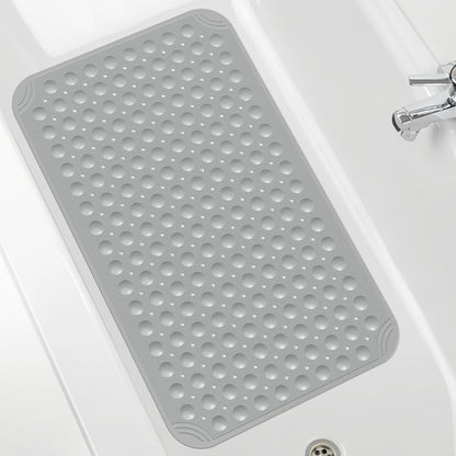 OTHWAY Extra Large Shower Mat 47"x 32", TPE Non Slip Shower Mat for Shower Stall, Inside Walk in Shower Mats with Drain Holes Suction Cups, Anti-Slip for Elderly Kids (Light Grey)