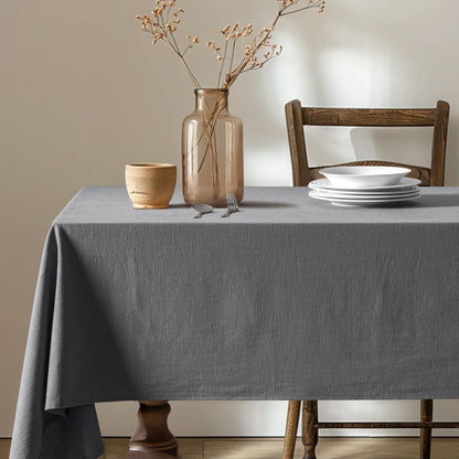 MIULEE Natural Linen Cotton Blend Tablecloth Rectangle, Luxury Waterproof Stain Resistant Durable Farmhouse Oblong Table Cloth for Dining Party Christmas Weddings Birthday, 52 x 102 inch, Ivory Cream