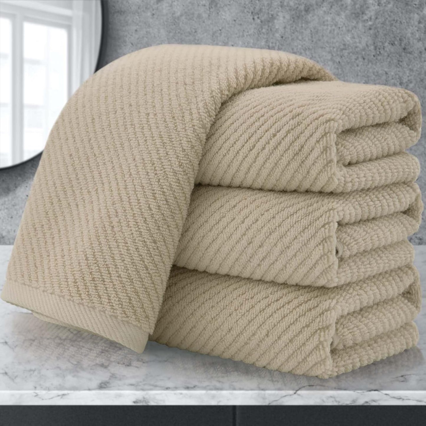 Luxury Bath Towels, Bath Towels Set of 4, Large 30" x 56" - 100% Cotton | Quick Dry | Light Weight | Thick | Soft | Absorbent, Luxury Shower Towel Sets for Bathroom, Towel Gift Set, White