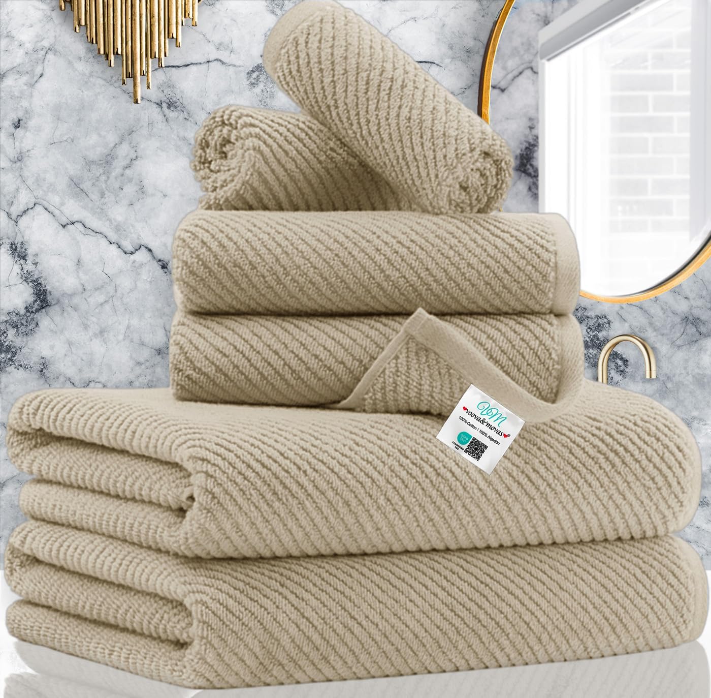 Luxury Bath Towels, Bath Towels Set of 4, Large 30" x 56" - 100% Cotton | Quick Dry | Light Weight | Thick | Soft | Absorbent, Luxury Shower Towel Sets for Bathroom, Towel Gift Set, White
