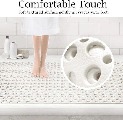 Extra Large Shower Mat Non Slip,47 * 31 Inch Bath Mat for Shower with Big Suction Cups,Oversized TPE Shower Mats for Inside Outside Shower,Perfect for Elderly