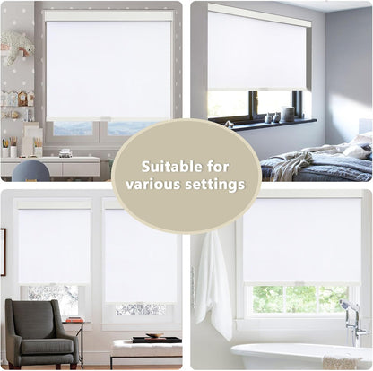 Cordless Blackout Roller Shades Blinds for Windows Free-Stop,Pull Down Room Darkening with Valance,Thermal Insulated Woven Fabric Window Door Blinds for Home,Office,White 34" W x 72" H