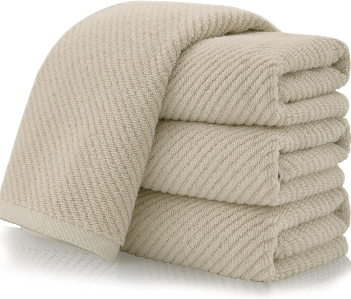 Luxury Bath Towels, Bath Towels Set of 4, Large 30" x 56" - 100% Cotton | Quick Dry | Light Weight | Thick | Soft | Absorbent, Luxury Shower Towel Sets for Bathroom, Towel Gift Set, White