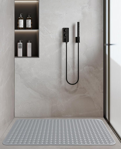 Yolife Extra Large TPE Shower Mat, 47.2" L x 31.5" W Anti Slip Bath Mat with Drain Holes and Suction Cups, Large Size Mat More Suitable for Shower Stall, No Odor, Heavy Mat